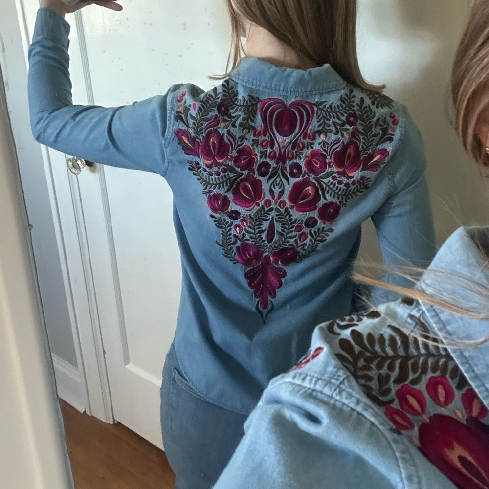 Haute Hippie Embroidered Chambray Shirt - Picture 3 of 8